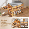 SoBuy FSR49-N Scarpiera Panca Ingresso Salvaspazio con Cuscino Imbottito, 2 Ripiani per Scarpe e Cassetto Removibile, Slim e Compatto per Ingresso, Soggiorno, Camera da Letto, 150kg di Portata