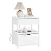 SoBuy FRG258-II-W Bedroom Bedside Table - Bedside Table with 2 Drawers and 1 Shelf, Living Room Coffee Table - Modern Chest of Drawers L45 x D38 x H55 cm White