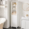 SoBuy BZR102-W Armadio da Bagno Alto con Cesto per la Biancheria – Mobiletto Salvaspazio Stretto, Mobile Colonna da Bagno in Legno, Bianco, 45 x 171 x 35 cm