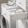SoBuy BZR104-W Colonna Bagno da Terra e Mobile Lavanderia con Cesto, 6 Ripiani e 2 Cassetti, Bianco, 171x60x37 cm