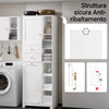 SoBuy BZR104-W Colonna Bagno da Terra e Mobile Lavanderia con Cesto, 6 Ripiani e 2 Cassetti, Bianco, 171x60x37 cm