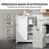 SoBuy BZR105-W Mobiletto da Bagno con Sacco per Biancheria – Mobile con Cesto a Ribalta e 3 Ripiani – Mobile Salvaspazio, Arredo Bagno in Legno per Spazi Ridotti, Bianco, 60x86x37cm
