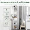 SoBuy BZR109-W Colonna Bagno Bianco Alta con 2 Armadietti e Vano Aperto - Mobiletto Salvaspazio 30x30x170cm
