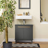 SoBuy Mobile Sottolavabo – Mobiletto da Bagno con Ante – Mobile Sottolavabo Stretto in Legno per Piccoli Spazi, Grigio, 60 x 59 x 30 cm, BZR113-DG