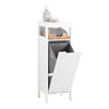 SoBuy BZR122-W Mobiletto da Bagno con Cesto per Biancheria – Mobile Compatto con Sacco Ribaltabile – Mobile Salvaspazio, Arredo per Bagno in Legno, Bianco, 30 x 90 x 30 cm