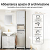 SoBuy BZR124-W Colonna Bagno Alta e Stretta per Ambienti Compatti, con Portabiancheria e Ripiani, Mobili Multiuso Bagno, Bianco, 40x170x38 cm