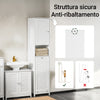 SoBuy BZR124-W Colonna Bagno Alta e Stretta per Ambienti Compatti, con Portabiancheria e Ripiani, Mobili Multiuso Bagno, Bianco, 40x170x38 cm