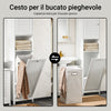 SoBuy BZR124-W Colonna Bagno Alta e Stretta per Ambienti Compatti, con Portabiancheria e Ripiani, Mobili Multiuso Bagno, Bianco, 40x170x38 cm