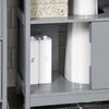 SoBuy FRG128-II-SG Mobile Bagno Sottolavabo Salvaspazio - Armadietto con 2 Ante Scorrevoli e Ripiano Aperto - Mobiletto Lavandino Compatto per Bagno Moderno Piccolo - Grigio, 60x30x60cm