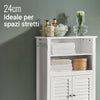 SoBuy BZR13-W Armadio da Bagno – Mobile da Bagno Salvaspazio con Ripiani e Porte, Credenza in Legno Stretto per Corridoio e Soggiorno, Bianco, 60 x 90 x 26 cm