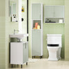 SoBuy BZR137-GR Mobile Alto Bagno Salvaspazio con Sacco Portabiancheria – Colonna Bagno Stretta con Ripiani, Armadietto per Lavanderia, WC o Bagni Piccoli, Bianco e Verde, 167x31x30cm