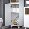 SoBuy BZR147-W Mobile Colonna Bagno Bianco Alta e Stretta con Ripiani e Anta - Armadietto Salvaspazio in MDF 30x170x30cm