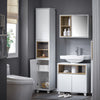 SoBuy BZR147-W Mobile Colonna Bagno Bianco Alta e Stretta con Ripiani e Anta - Armadietto Salvaspazio in MDF 30x170x30cm