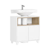 SoBuy BZR148-W Mobile Sottolavabo per Bagno Mobiletto Salvaspazio Armadietto con Anta e 2 Ripiani, Design Bianco-Legno, Ideale per Lavandino, Arredo Bagno Componibile 60x30x61 cm