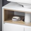 SoBuy BZR148-W Mobile Sottolavabo per Bagno Mobiletto Salvaspazio Armadietto con Anta e 2 Ripiani, Design Bianco-Legno, Ideale per Lavandino, Arredo Bagno Componibile 60x30x61 cm