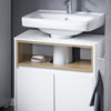 SoBuy BZR148-W Mobile Sottolavabo per Bagno Mobiletto Salvaspazio Armadietto con Anta e 2 Ripiani, Design Bianco-Legno, Ideale per Lavandino, Arredo Bagno Componibile 60x30x61 cm