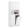 SoBuy BZR150-W Colonna Bagno Bianco con Portabiancheria, 2 Ante e Cesti - Mobile Lavanderia e Mobili Multiuso Bagno, Armadietto Alto Bianco 70x37x170cm