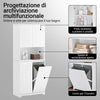 SoBuy BZR150-W Colonna Bagno Bianco con Portabiancheria, 2 Ante e Cesti - Mobile Lavanderia e Mobili Multiuso Bagno, Armadietto Alto Bianco 70x37x170cm