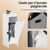 SoBuy BZR154-W Mobiletto Bagno Salvaspazio con Cesto Portabiancheria – Mobile Bagno Bianco 30x30x87 cm con Anta a Ribalta, Armadietto da Bagno Moderno per Bagni Piccoli, WC o Lavanderie