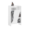 SoBuy BZR156-W Mobile Bagno Salvaspazio con Cesto Portabiancheria – Armadietto Alto e Stretto con Anta a Ribalta e Ripiani Aperti, 86x50x30cm, Bianco