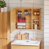 SoBuy BZR173-N Armadietto pensile con 1 anta a specchio Armadietto con ripiani aperti Mobile da bagno Naturale 60x15x50cm