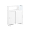 SoBuy BZR176-W Mobiletto Bagno Salvaspazio 17cm Armadietto Stretto con Ante Scorrevoli, Box Metallo e Ruote Mobiletto per WC,Lavabo,Bagni Piccoli e Lavanderia 52x17x69cm