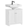 SoBuy BZR18-II-W Mobile sottolavabo per Bagno – Mobiletto Bagno salvaspazio con ante e ripiano regolabile – Mobile sotto lavabo da bagno in MDF, per lavabo a terraBianco, 60x60x29cm