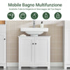 SoBuy BZR18-II-W Mobile sottolavabo per Bagno – Mobiletto Bagno salvaspazio con ante e ripiano regolabile – Mobile sotto lavabo da bagno in MDF, per lavabo a terraBianco, 60x60x29cm