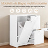 SoBuy BZR213-W Mobile Bagno Colonna Bagno Stretta 78x38x90cm con 1 Cesto Grande Integrato e 2 Cesti in Tessuto Estraibili – Armadietto Mobile Salvaspazio