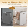 SoBuy BZR216-W Mobile Bagno Salvaspazio Alto con Cesto Portabiancheria 45L – Colonna Bagno Stretto 40x38x180cm con Cassetto in MDF, Ripiano Aperto e Anta Mobiletto per Lavanderia o WC