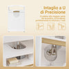 SoBuy BZR222-W, Mobiletto Sottolavabo Bagno Slim, Armadietto da Bagno con Apertura a U per Sifone, Mobile Lavabo Bianco Freestanding per Piccoli Bagni e WC di Servizio, 40×60×30 cm, Bianco