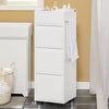 SoBuy BZR29-W Mobiletto Bagno Salvaspazio, Mobile Stretto Bagno 3 Cassetti e 4 Scomparti, Bianco, 30x90x30 cm