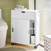 SoBuy BZR31-W Mobiletto da Bagno Stretto con Ruote Armadietto da Bagno con Ante Scorrevoli e Ribaltabile, Comò per Piccoli Spazi e Niche, 52 x 68 x 17 cm, Bianco