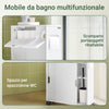 SoBuy BZR31-W Mobiletto da Bagno Stretto con Ruote Armadietto da Bagno con Ante Scorrevoli e Ribaltabile, Comò per Piccoli Spazi e Niche, 52 x 68 x 17 cm, Bianco