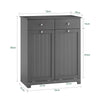 SoBuy BZR33-II-DG Mobiletto bagno con portabiancheria - Mobile bagno salvaspazio con 2 cassetti e 2 sacchi estraibili - Mobiletto lavanderia per ingresso o cucina in MDF, Grigio, 78x38x90cm
