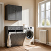 SoBuy BZR33-II-DG Mobiletto bagno con portabiancheria - Mobile bagno salvaspazio con 2 cassetti e 2 sacchi estraibili - Mobiletto lavanderia per ingresso o cucina in MDF, Grigio, 78x38x90cm