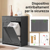 SoBuy BZR33-II-DG Mobiletto bagno con portabiancheria - Mobile bagno salvaspazio con 2 cassetti e 2 sacchi estraibili - Mobiletto lavanderia per ingresso o cucina in MDF, Grigio, 78x38x90cm