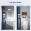 SoBuy BZR34-II-B Colonna Bagno Stretta – Mobile Bagno Idrorepellente, Alto con Ripiani Regolabili e Cassetto – Armadietto Salvaspazio, MDF, Blu scuro, 20x180x20cm