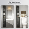 SoBuy BZR34-II-SCH Colonna Bagno Stretta – Mobile Bagno Idrorepellente, Alto con Ripiani Regolabili e Cassetto – Armadietto Salvaspazio, MDF, Nero, 20x180x20cm