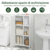 SoBuy BZR39-W Mobiletto da Bagno – Armadio da Bagno Stretto con Porta Lamellata e 3 Ripiani Aperti, Mobile Salvaspazio, Resistente all'Umidità, Colonna per Cucina e Soggiorno, Bianco, 48x96x24cm
