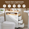 SoBuy BZR54-W Mobiletto Bagno Salvaspazio con Ruote, Mobile Compatto con 3 Cassetti, per WC, Armadietto Bagno in Legno, Facile da Spostare, Bianco, 65x23x82cm