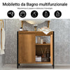 SoBuy BZR63-PF Mobile Sottolavabo per Bagno Mobiletto Bagno Salvaspazio con 2 Ante e Ripiano, Mobile Sotto Lavandino da Terra con Piedini Regolabili 60x60x30 cm