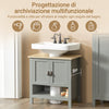 SoBuy BZR69-II-HG Mobile Sottolavabo per Bagno – Mobiletto Bagno Sottolavabo Compatto con Ripiano Regolabile, Ripiano Aperto & Foro per Sifone, Grigio Chiaro, 60x60x30cm