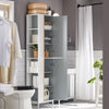 SoBuy BZR76-HG Mobile alto da bagno Colonna bagno con ripiano aperto Armadio salvaspazio Grigio chiaro L50xP30xA181m