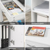 SoBuy FBT106-W Cassettiera Ufficio Cassettiera Scrivania con Ruote Porta Stampante Schedario da Ufficio con Cassetto, Anta e Ripiani Tavolino Salvaspazio Bianco 50x40x75cm