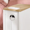 Vorverkauf SoBuy FBT111-E-WN Schmaler Nachttisch mit einer Breite von 20 cm, Beistelltisch mit Schublade, Nachttisch mit USB-Anschlüssen, für Schlafzimmer und Wohnzimmer, Weiß und Holzfarbe, Maße 20 x 35 x 60 cm
