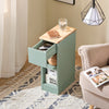 SoBuy FBT111-GR Comodino Stretto 20cm con Cassetto e 2 Ripiani - Tavolino da Notte Sottile Verde 20x35x61 cm