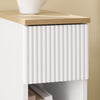 Sobuy Night Night Tab от 20 см в ширина с вълнообразно чекмедже за дизайн, тясна маса за диван, нощни маси за спалня и хол, бял и дървен цвят 20 x 35 x 60 cm FBT111-w