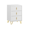 SoBuy FBT115-L-W Comodino Camera da Letto - Comodino con 3 Cassetti, Tavolino Salotto - Moderna Cassettiera L40 x P40 x A63 cm Bianco