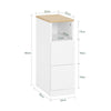 SoBuy FBT149-WN Comodino Sottile con 2 Cassetti e Ripiano - Tavolino da Notte Bianco 20x35x60 cm